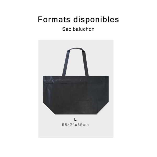 Non-woven bag, Baluchon model – Black L, without printing