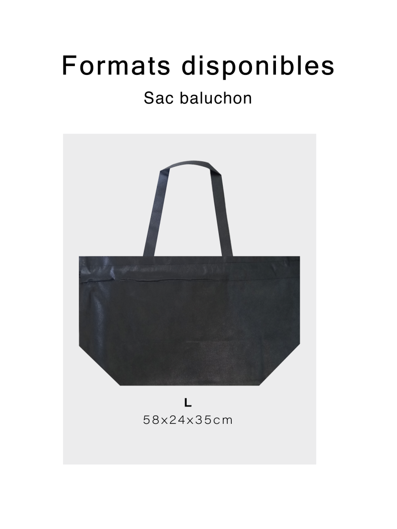 Non woven bag model Baluchon - zwart L onbedrukt