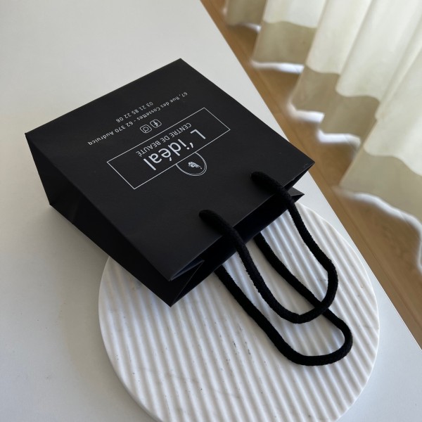 Sac papier Luxe - Poignées cordelette - Noir XS (16x8x16cm)