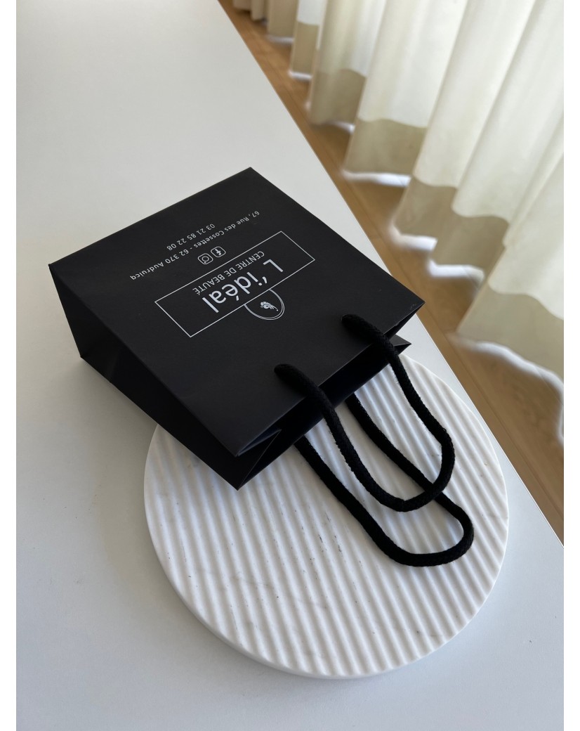 Sac papier Luxe - Poignées cordelette - Noir XS (16x8x16cm)
