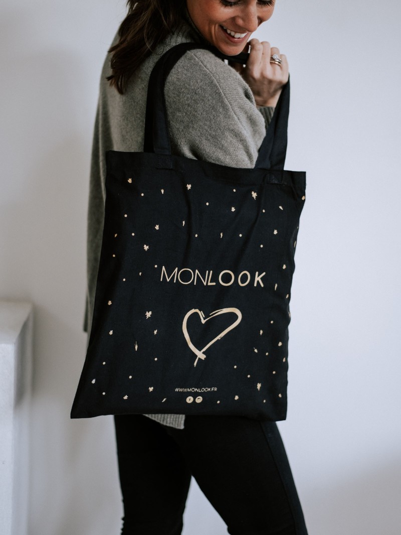 TOTEBAG "PARIJS" ZWART (38X42CM)