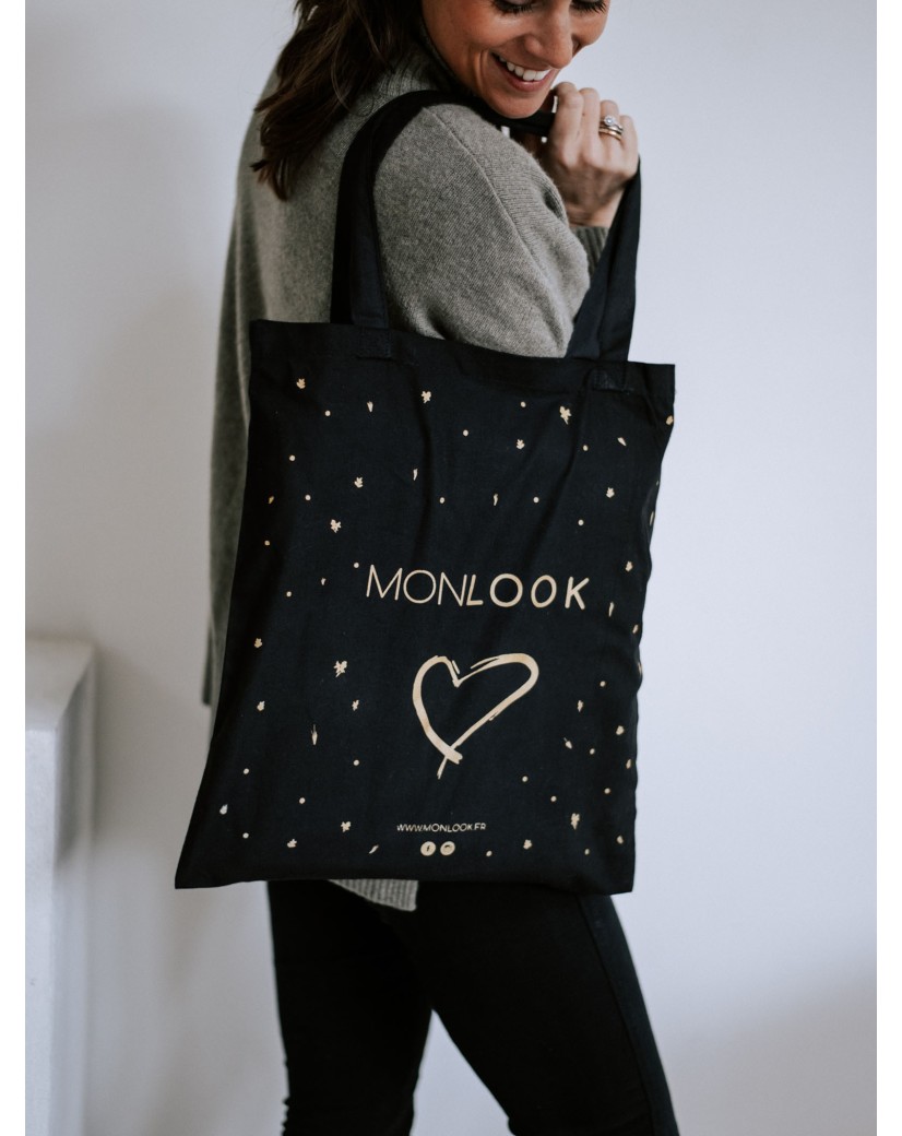 TOTEBAG "PARIJS" ZWART (38X42CM)