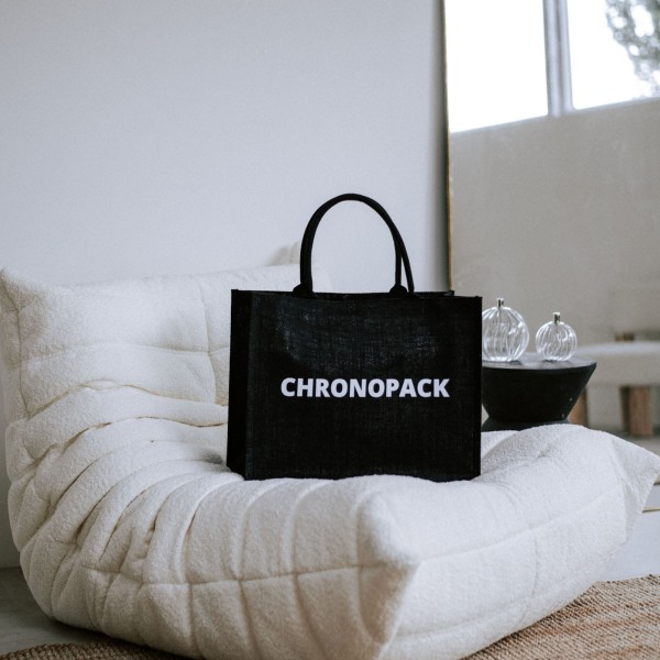 Black burlap bags customized with your logo - Order now