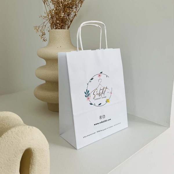 TAS MET GEDRAAID HANDVAT - WIT S (18x8x22,5cm)