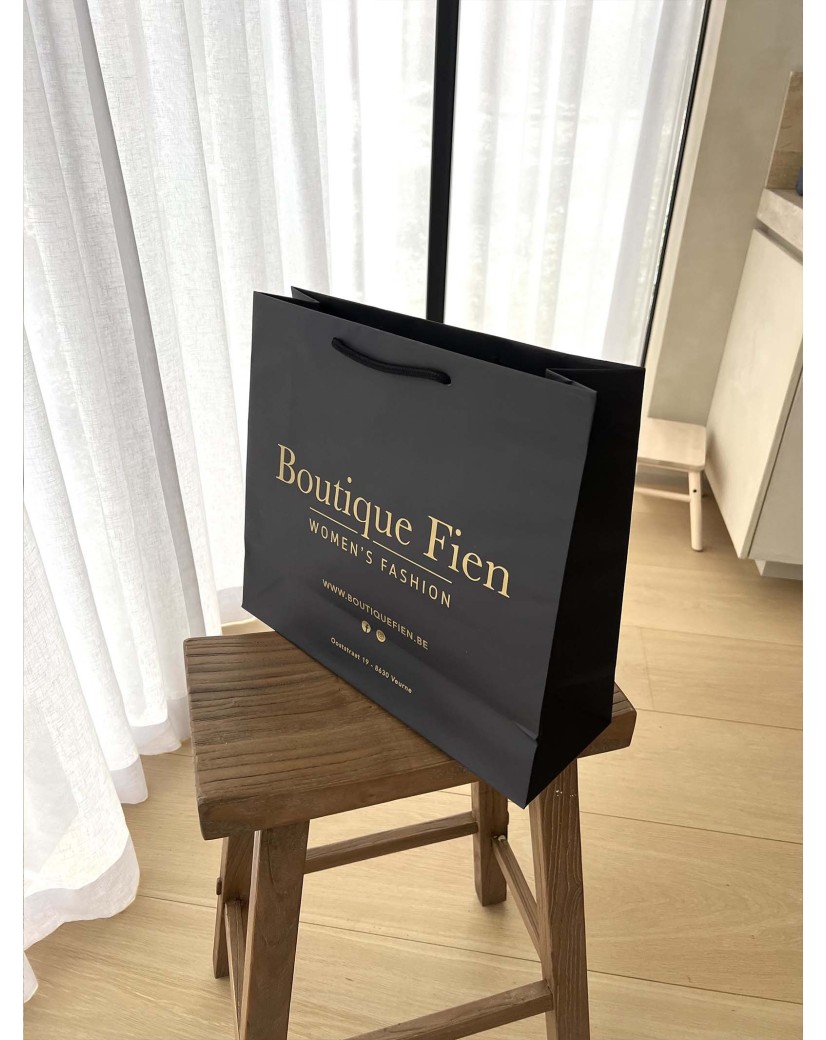 Schwarze Luxuspapiertüte mit Kordelgriffen – Größe L (41×14×36 cm)