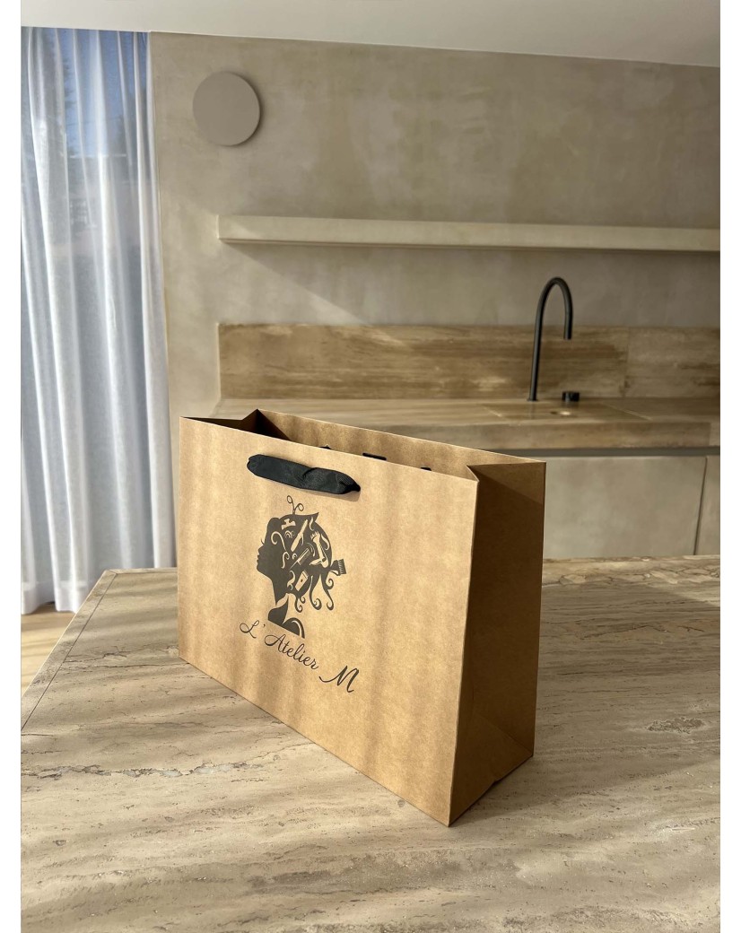 Braune Luxuspapiertüte – Größe S (25×10×20 cm)