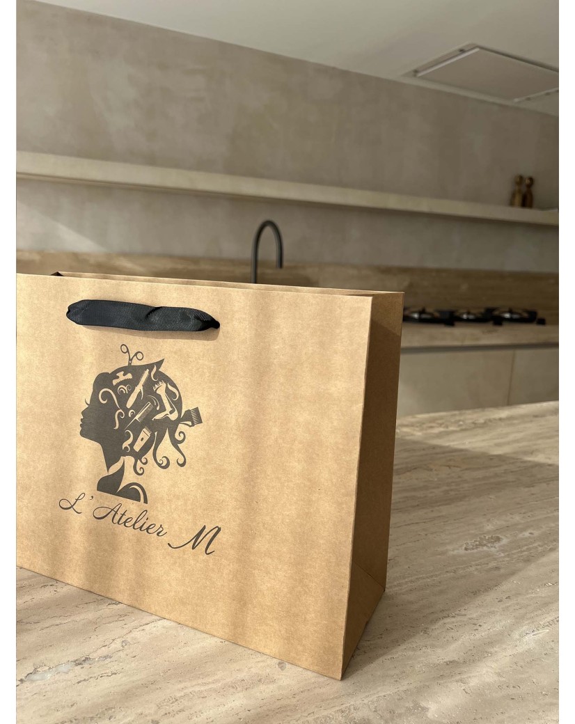 Braune Luxuspapiertüte – Größe S (25×10×20 cm)