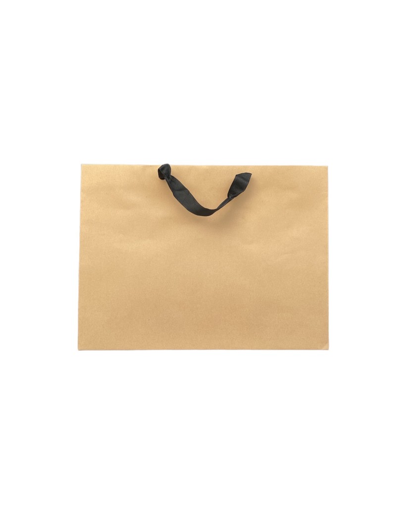 Braune Papiertüte mit schwarzen Satinbändern