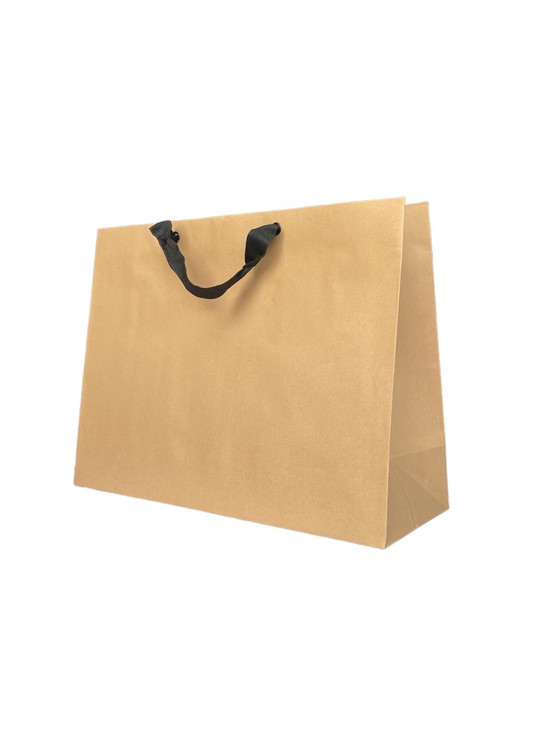 Braune Papiertüte mit schwarzen Satinbändern