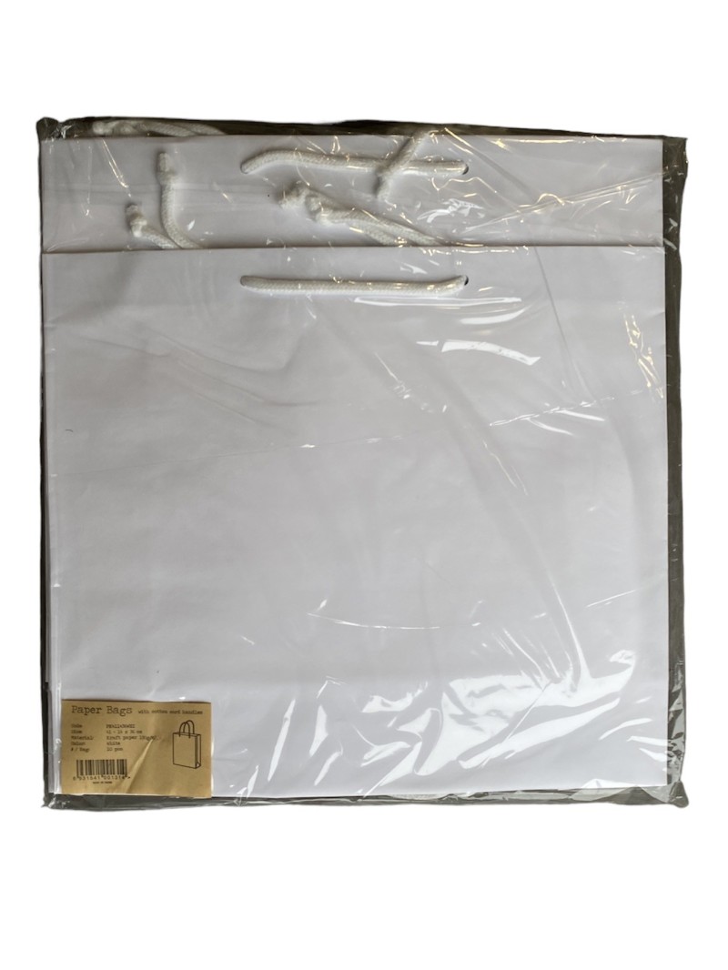 Sac papier Blanc poignée Cordelette Blanc