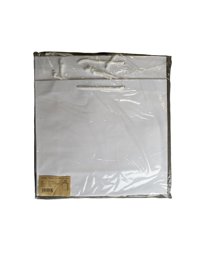 Sac papier Blanc poignée Cordelette Blanc