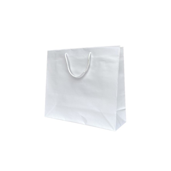 White paper bag with white cord handles