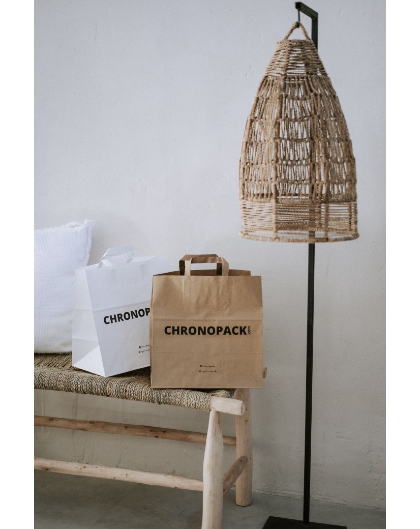 Braune Papiertüten mit Flachgriffen – Snack/Takeaway-Format (32×21×33 cm)