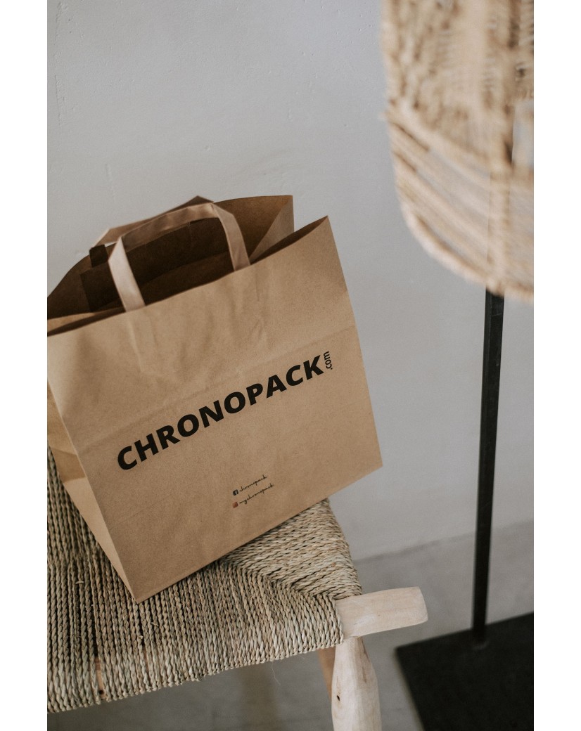 Braune Papiertüten mit Flachgriffen – Snack/Takeaway-Format (32×21×33 cm)