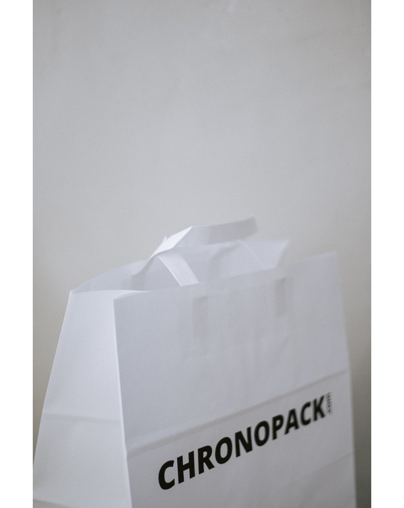 Weiße Papiertüten mit Flachgriffen – Snack/Takeaway-Format (32×21×33 cm)