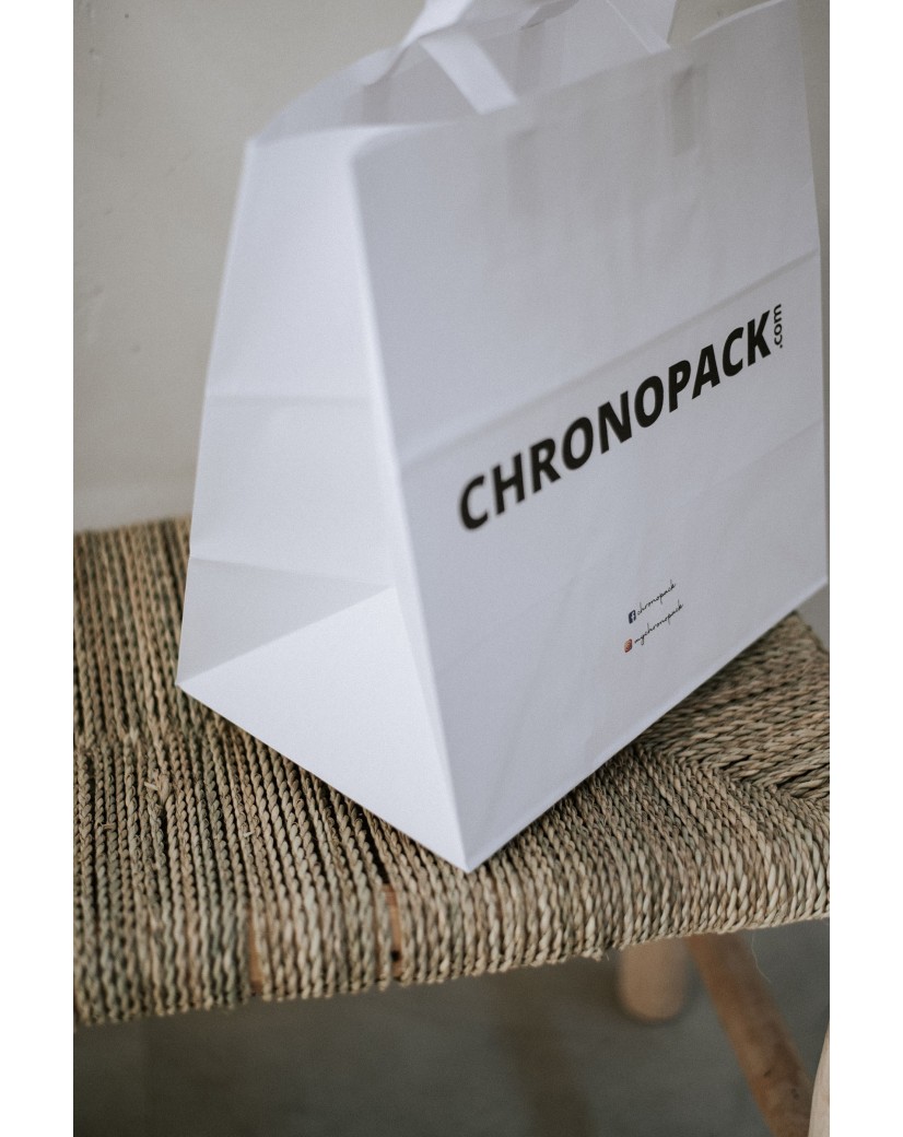 Weiße Papiertüten mit Flachgriffen – Snack/Takeaway-Format (32×21×33 cm)