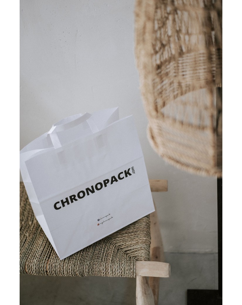 Weiße Papiertüten mit Flachgriffen – Snack/Takeaway-Format (32×21×33 cm)