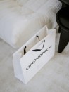 Luxe papieren tas - Handvat Zwart Lint - Wit L