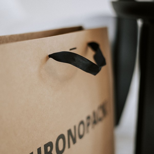 Luxury paper bags - Kraft L - Ribbon handles