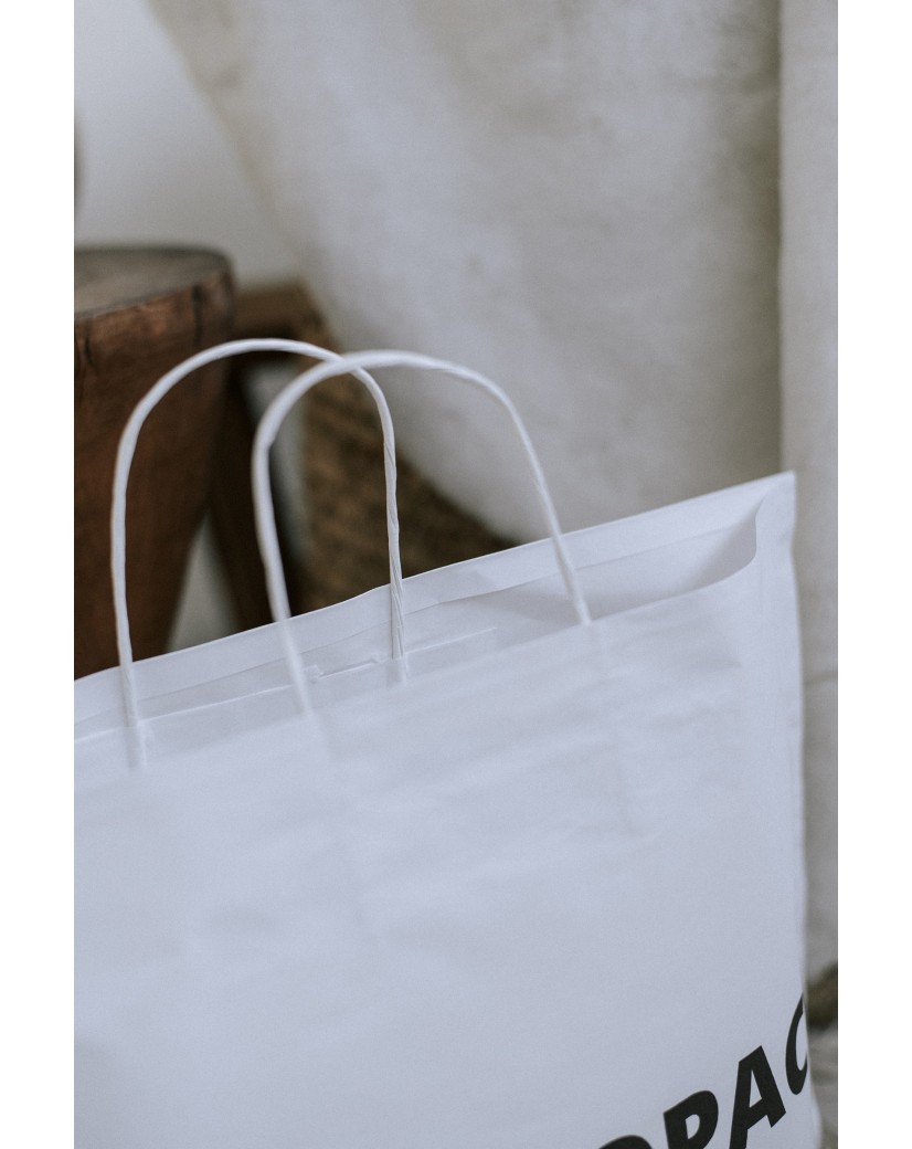 Weiße Papiertüten im Querformat – Größe L (60×16×45 cm)