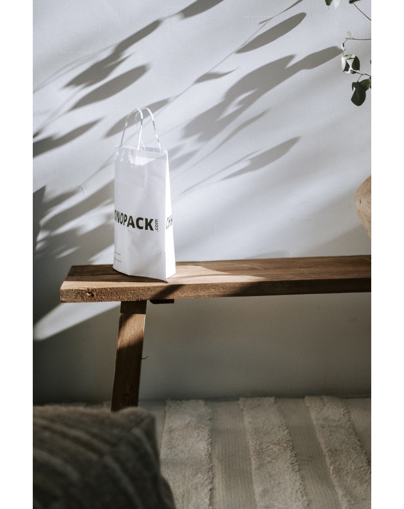 Weiße Papiertüten im Querformat – Größe S (33×10×24 cm)