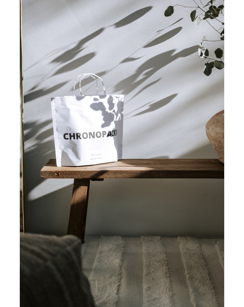 Weiße Papiertüten im Querformat – Größe S (33×10×24 cm)