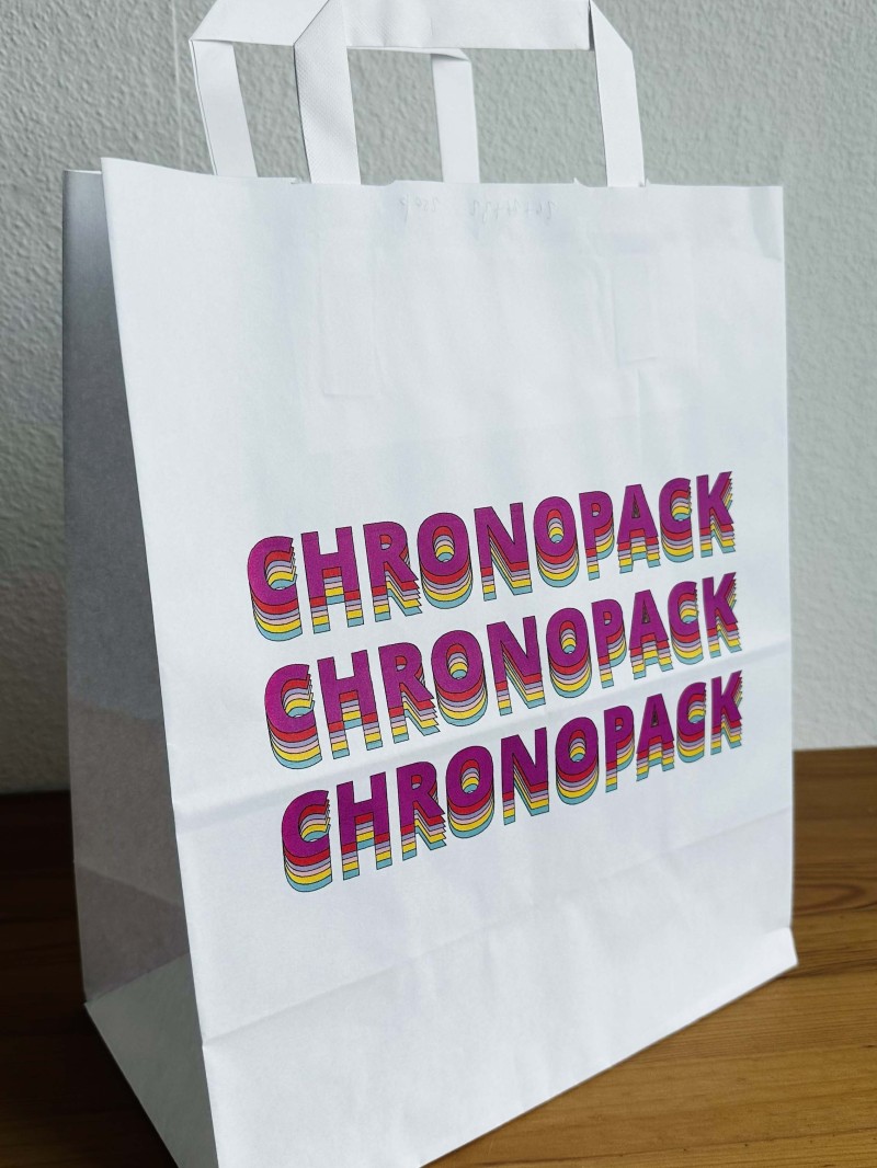 Chronopack Sacs poignées plates papier blanc L