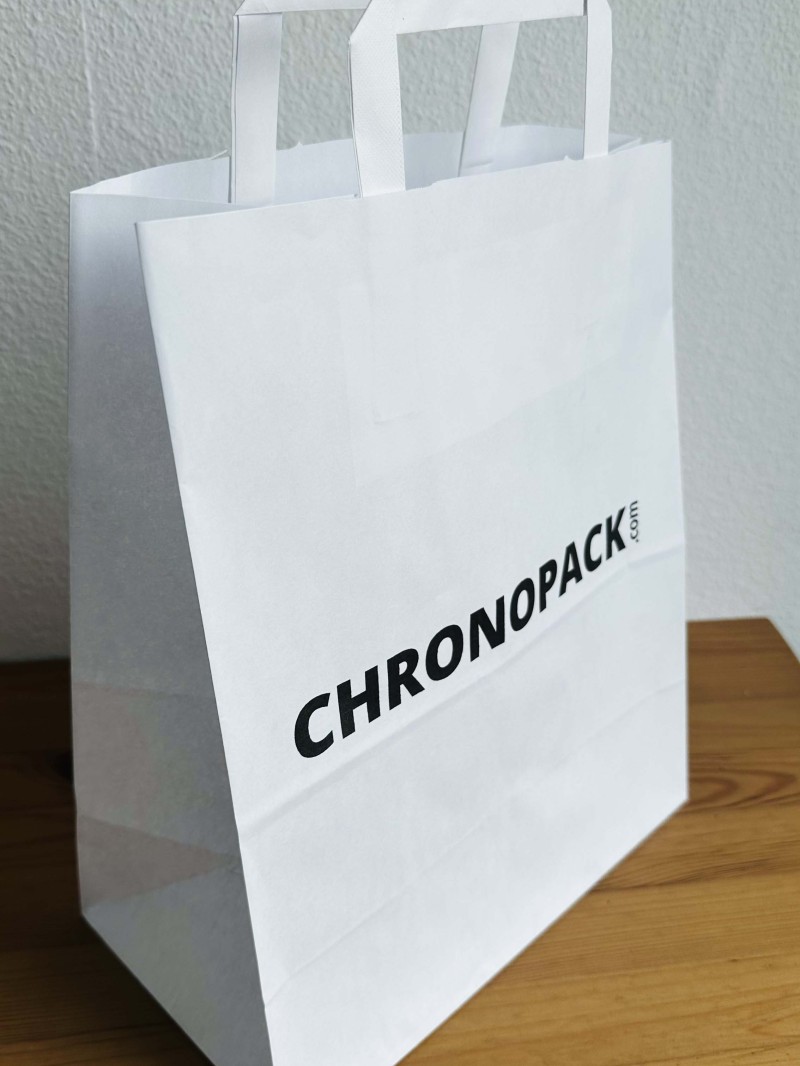Chronopack Sacs poignées plates papier blanc L