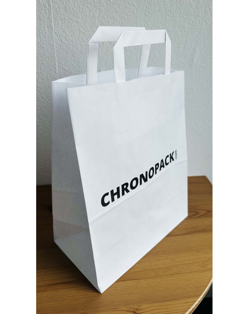 Papiertüte mit flachen Griffen – Weiß XL (44x15x49,5cm)