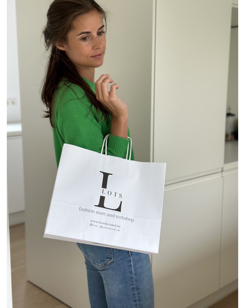 TAS MET GEDRAAID HANDVAT - WIT M HORIZONTAAL (32x9x26,5cm)
