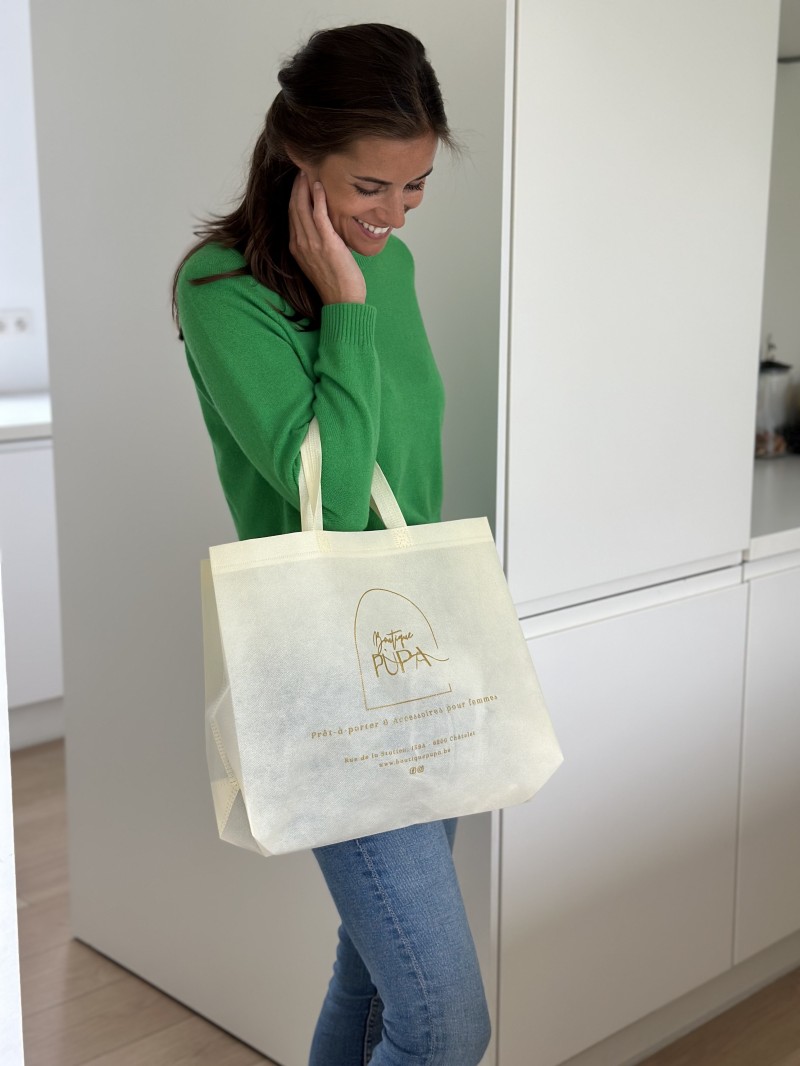 Sac tissu beige personnalisé pas cher et respectueux de l'environnement