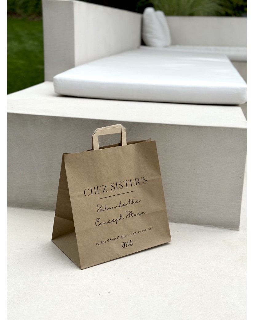 Braune Papiertüten mit Flachgriffen – Snack/Takeaway-Format (32×21×33 cm)