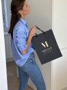 Schwarze Luxuspapiertüte mit Kordelgriffen – Größe M (28×12×36 cm)