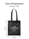 Sac coton "Paris" - NOIR (38x42cm)