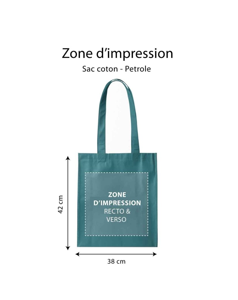 TOTEBAG "PARIJS" PETROL (38x42 cm)