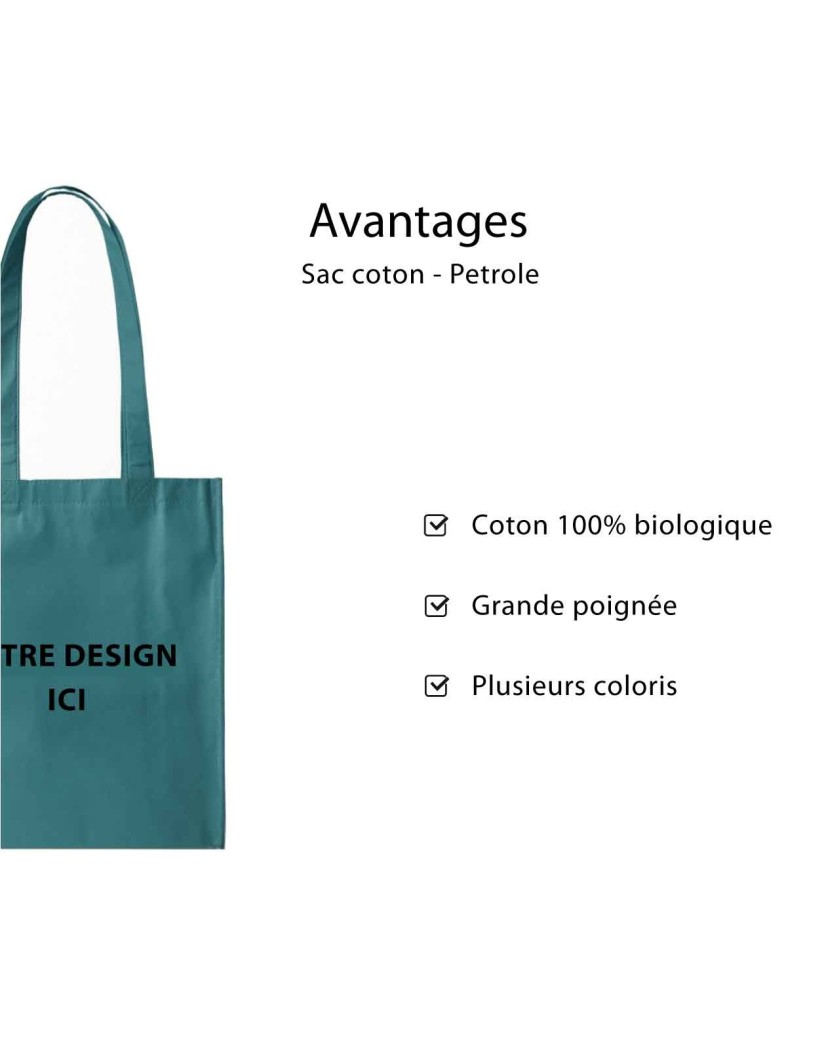 TOTEBAG "PARIJS" PETROL (38x42 cm)