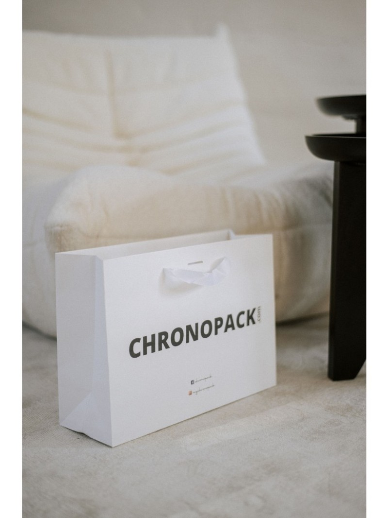 Sac papier Luxe - Blanc M (35x12x25cm)