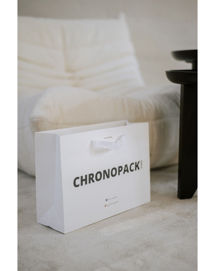 Sac papier Luxe - Blanc M (35x12x25cm)