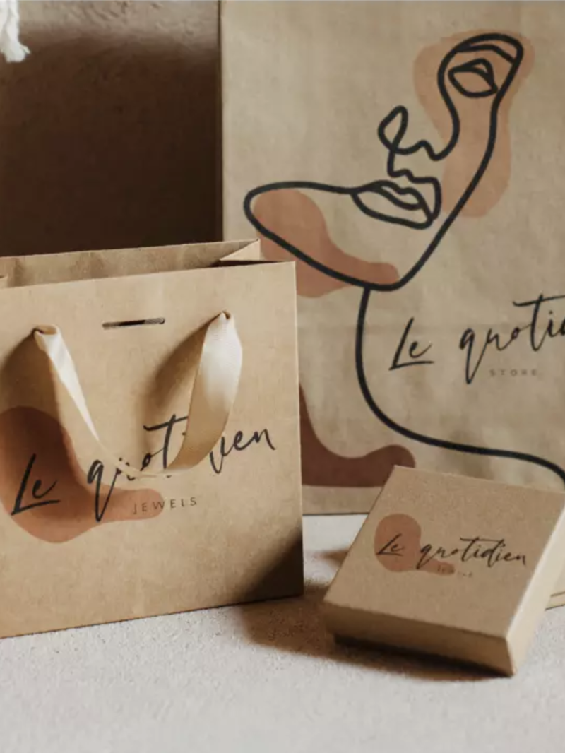 Bolsas de papel de lujo - Kraft XS - Asas de cinta