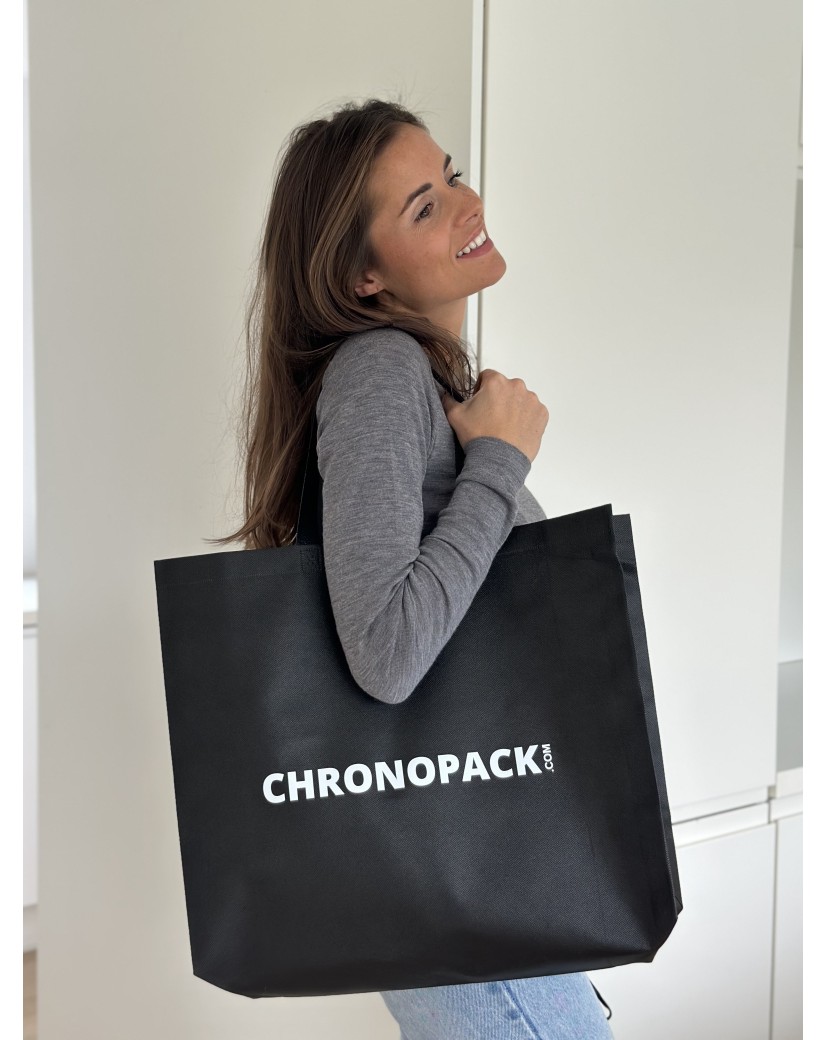 Sac tissu noir personnalisé pas cher et respectueux de l'environnement