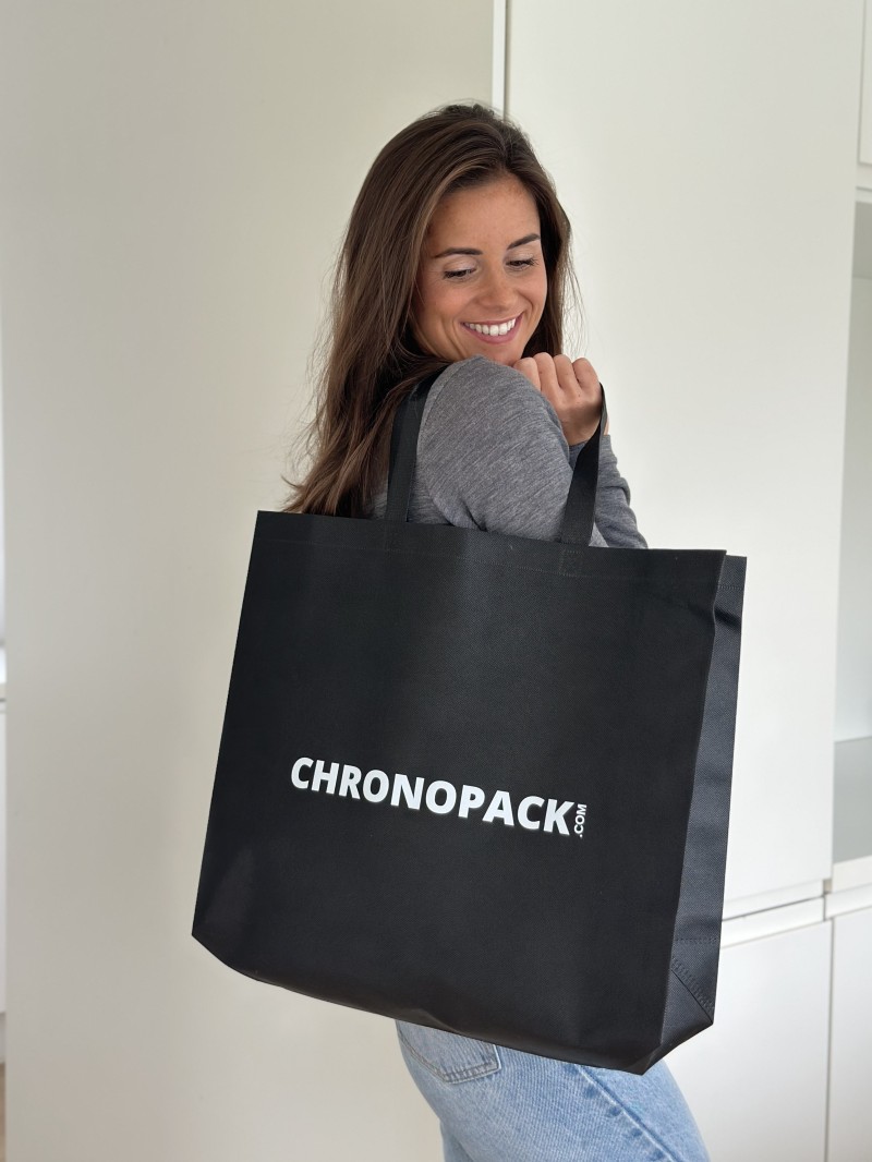 Sac tissu noir personnalisé pas cher et respectueux de l'environnement