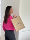 Bolsa kraft M asas negras – Ecológica, personalizable y lista para enviar