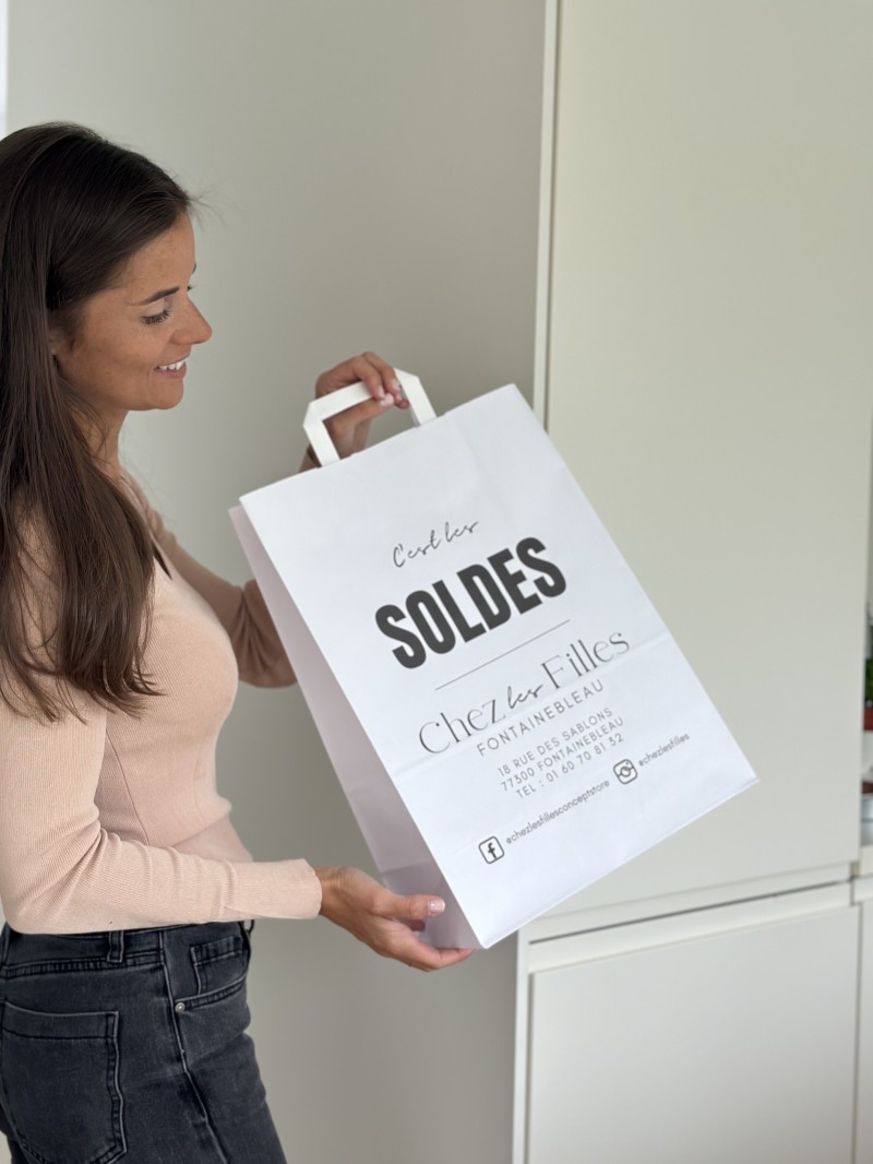 Chronopack Sacs poignées plates papier blanc L