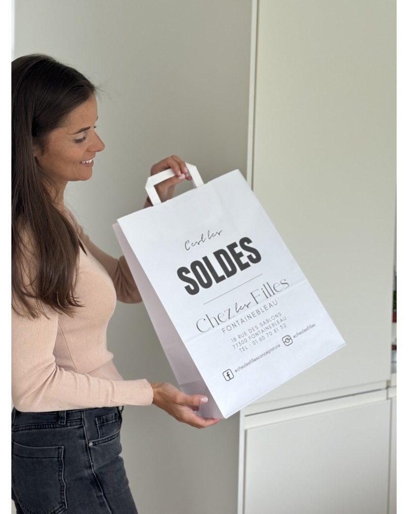 Chronopack Sacs poignées plates papier blanc L