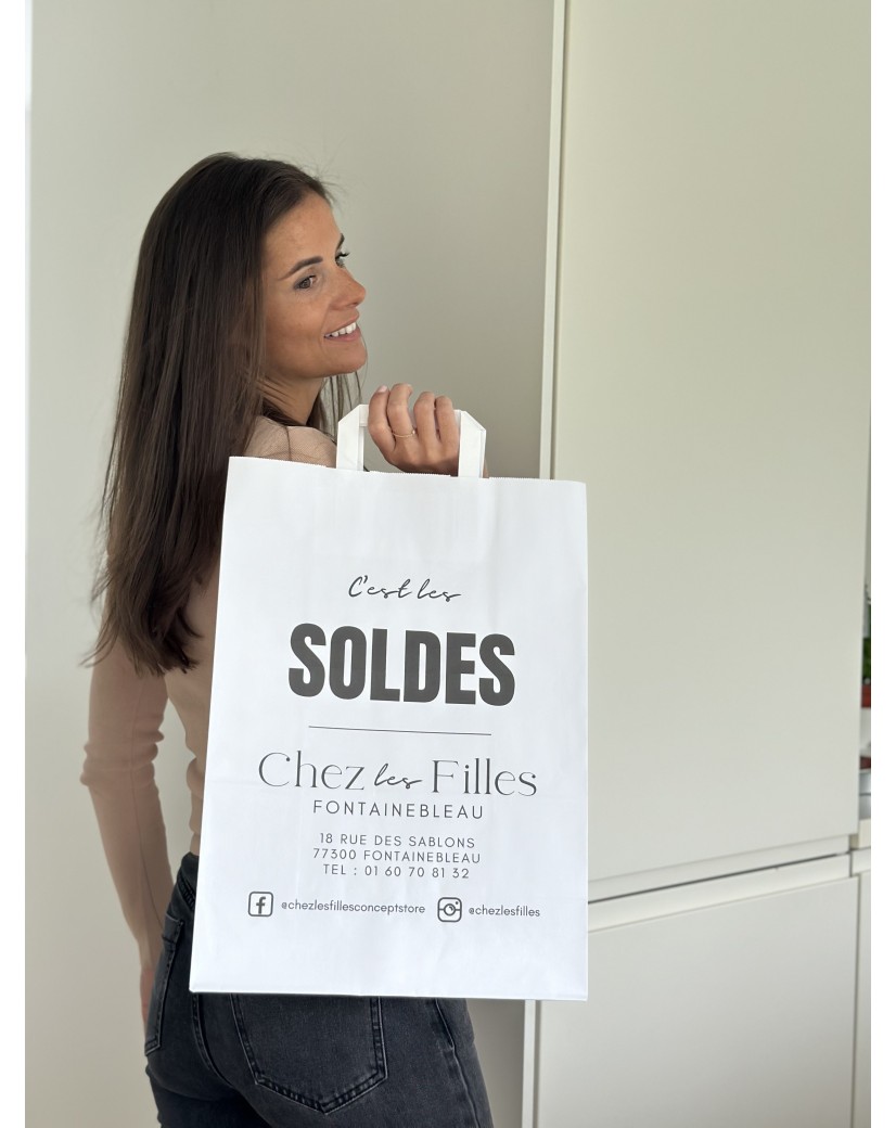Chronopack Sacs poignées plates papier blanc L