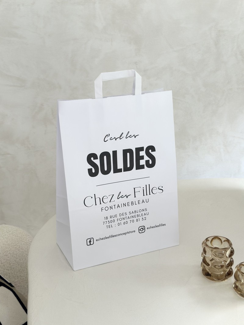 Chronopack Sacs poignées plates papier blanc L