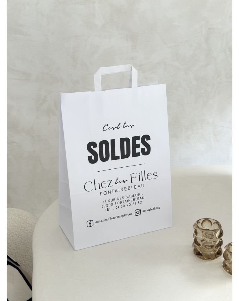 Chronopack Sacs poignées plates papier blanc L