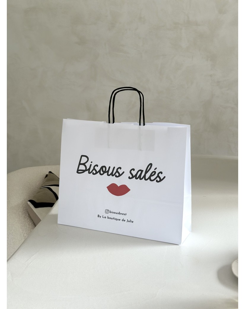 TAS MET ZWART GEDRAAID HANDVAT - WIT M HORIZONTAAL (32X9X26,5CM)