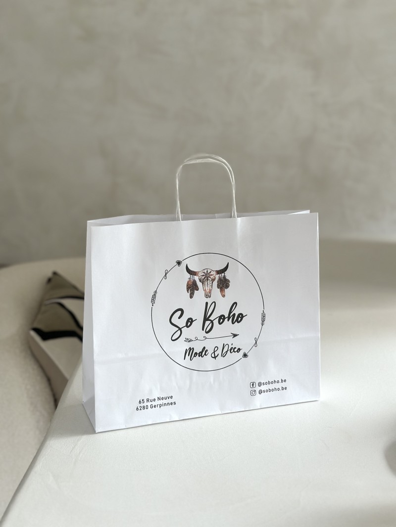 TAS MET GEDRAAID HANDVAT - WIT M HORIZONTAAL (32x9x26,5cm)