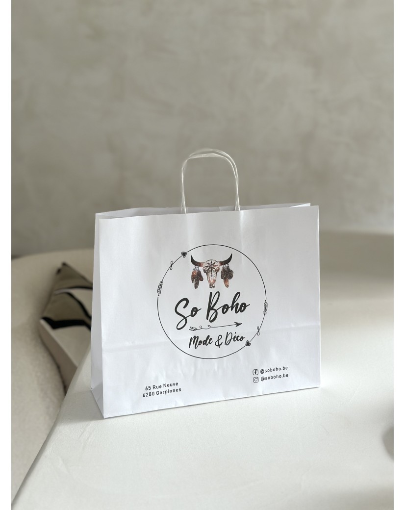 TAS MET GEDRAAID HANDVAT - WIT M HORIZONTAAL (32x9x26,5cm)